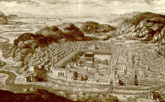 Keadaan Makkah pada tahun 1850 (sumber: Wikipedia)